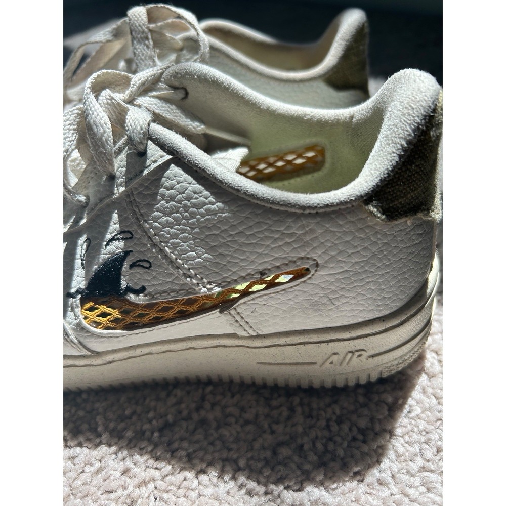 Nike Air Force 1 Low Sun Club Shark Fin Kids Sz 5.5 White DM0117-100 Sneaker - Picture 7 of 11
